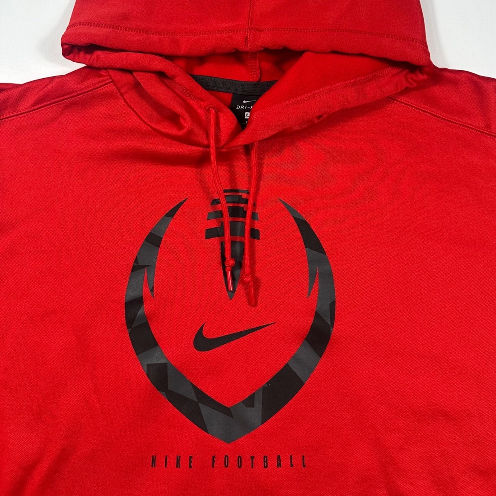 Nike Football Hoodie Mens XL Dri-FIT Performance Graphic Red Oversized Pullover